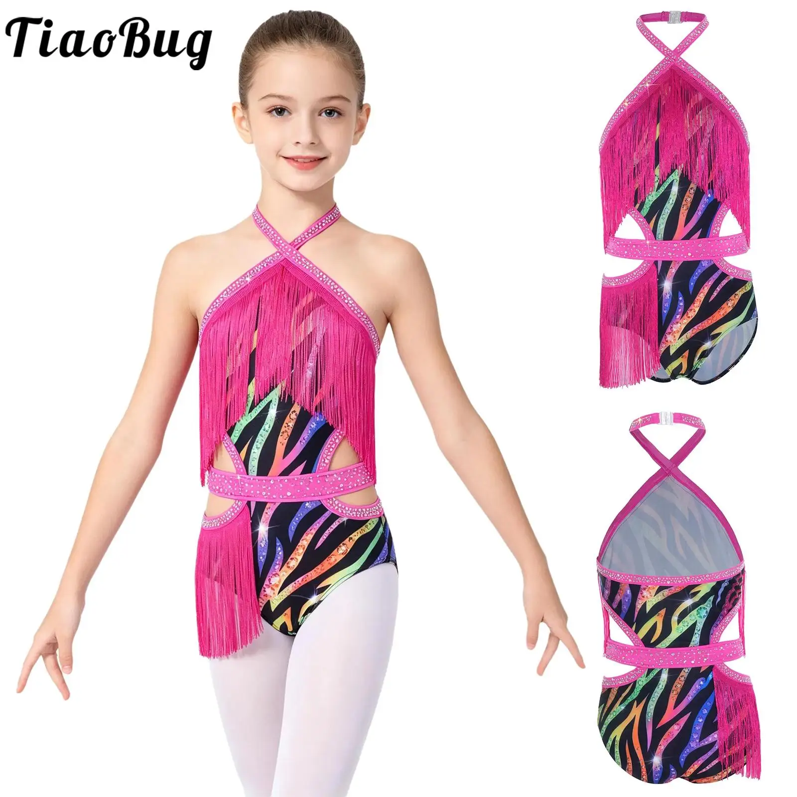 Kids Girls Latin Dance Leotards Halter Neck Side Hollow Out Rhinestones And Tassels Bodysuit Ballet Dance Performance Jumpsuits
Kids Girls Latin Dance Leotards Halter Neck Side Hollow Out Rhinestones And Tassels Bodysuit Ballet Dance Performance Jumpsuits