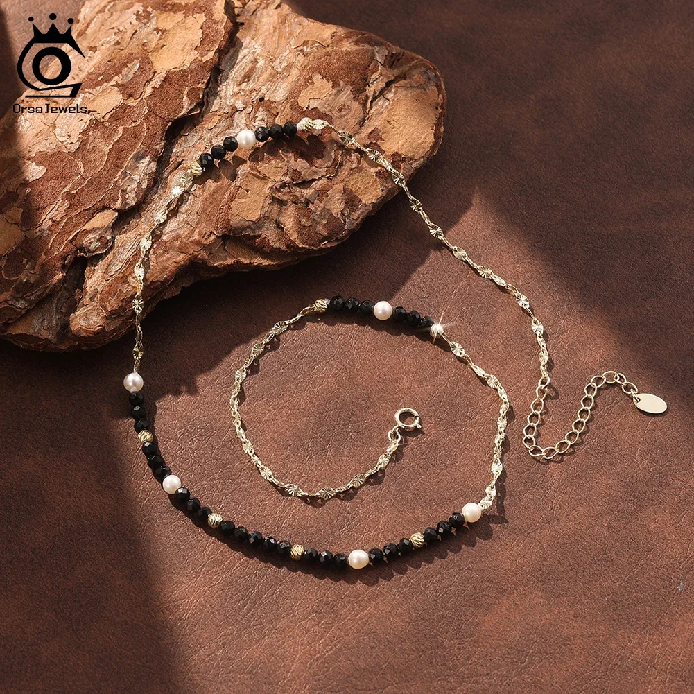 ORSA JEWELS S925 Silver 3mm Black Stone Beaded Necklace for Women with Pearls Gemstone Choker Chain Party Jewelry Set MPN16
ORSA JEWELS S925 Silver 3mm Black Stone Beaded Necklace for Women with Pearls Gemstone Choker Chain Party Jewelry Set MPN16