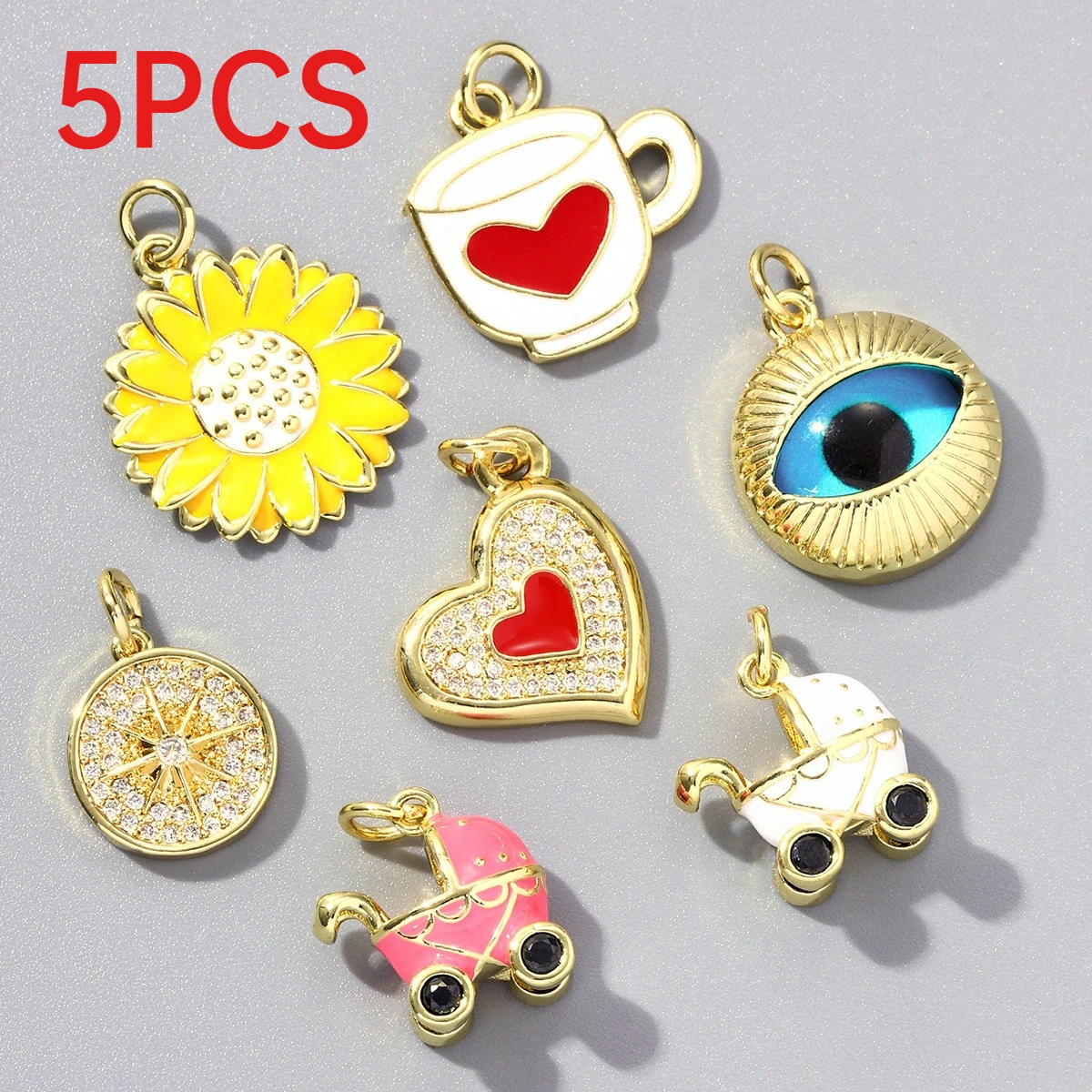 5Pcs Ins Style Copper Pendant Charms Evil Eye Tree Heart Baby Stroller Coffee Cup DIY Necklace Making Supplies
5Pcs Ins Style Copper Pendant Charms Evil Eye Tree Heart Baby Stroller Coffee Cup DIY Necklace Making Supplies