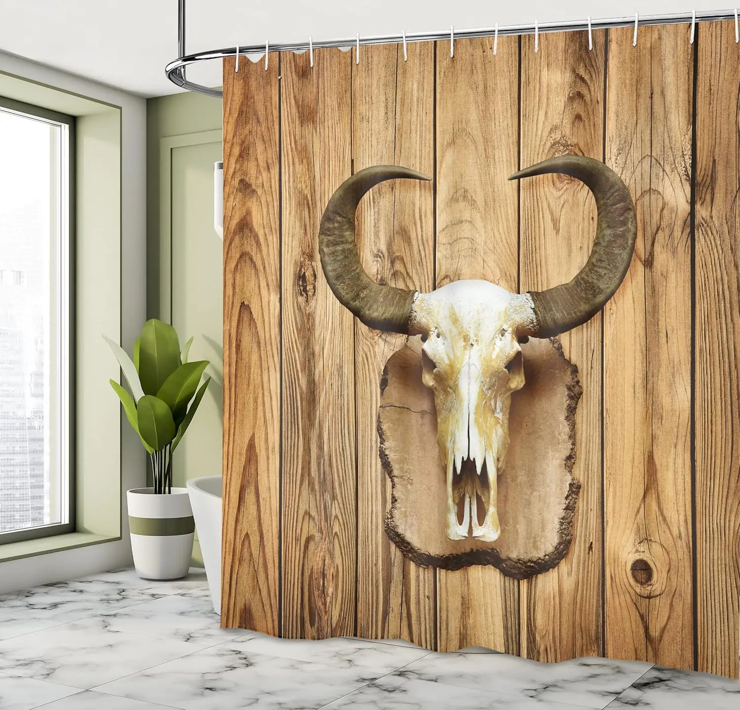 Занавеска для душа с изображением бычьего черепа в западном стиле с крючками – деревянные планки в деревенском стиле, искусство из буйволиных рогов, декор в ковбойском стиле коричневого цвета и цвета слоновой кости.
Занавеска для душа с изображением бычьего черепа в западном стиле с крючками – деревянные планки в деревенском стиле, искусство из буйволиных рогов, декор в ковбойском стиле коричневого цвета и цвета слоновой кости.