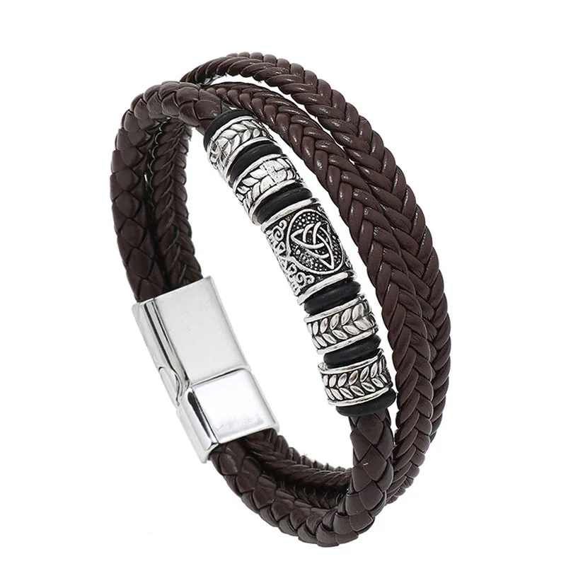 Multi-layer Leather Wrap Vintage Viking Bracelet Mens Punk Viking Wristband Jewelry Hiphop Rock Leather Braided Bracelet for Men
Multi-layer Leather Wrap Vintage Viking Bracelet Mens Punk Viking Wristband Jewelry Hiphop Rock Leather Braided Bracelet for Men