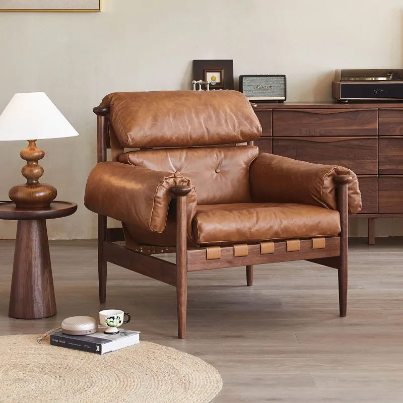 Black walnut medieval retro technology cloth casual sofa single chair
Black walnut medieval retro technology cloth casual sofa single chair