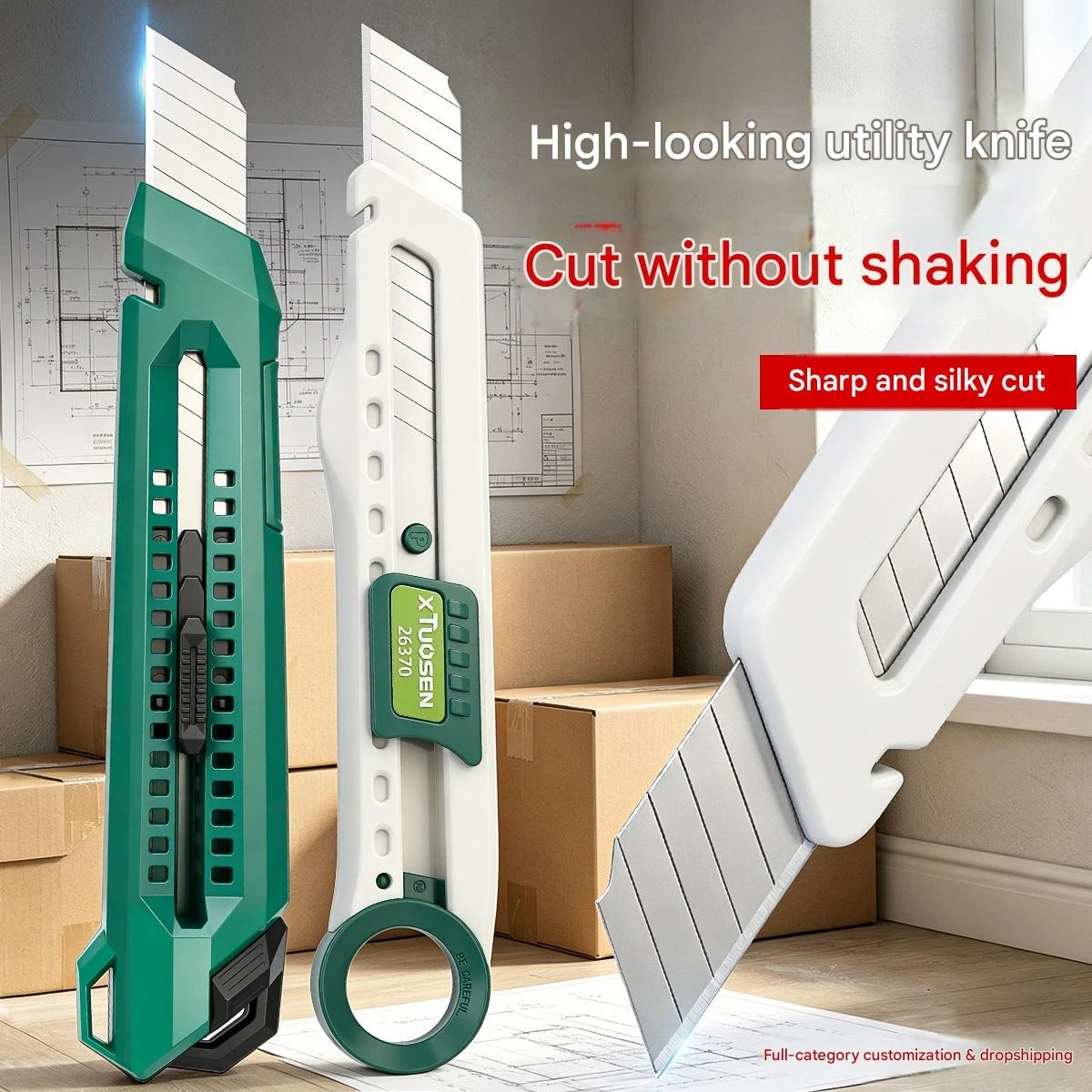 Heavy Duty Snap Off Utility Knife 18mm Sharp Blade Box Opener for Carton Paper Craft Office Home Use
Heavy Duty Snap Off Utility Knife 18mm Sharp Blade Box Opener for Carton Paper Craft Office Home Use
