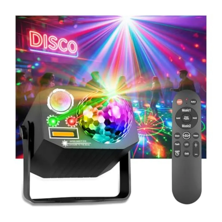 Dj Party Disco Ball Lights with Pattern and Sound Activated, 10 ft USB Cable, LED Stage Strobe Light that Sync with Music, Chri
Dj Party Disco Ball Lights with Pattern and Sound Activated, 10 ft USB Cable, LED Stage Strobe Light that Sync with Music, Chri