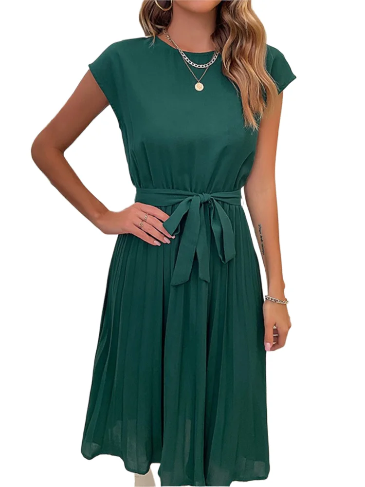 Women's Casual Solid Dress Elegant O Neck Short Sleeve Lace-Up High Waist Loose Dresses For Women Fashion Holiday Clothes Summer
Women's Casual Solid Dress Elegant O Neck Short Sleeve Lace-Up High Waist Loose Dresses For Women Fashion Holiday Clothes Summer