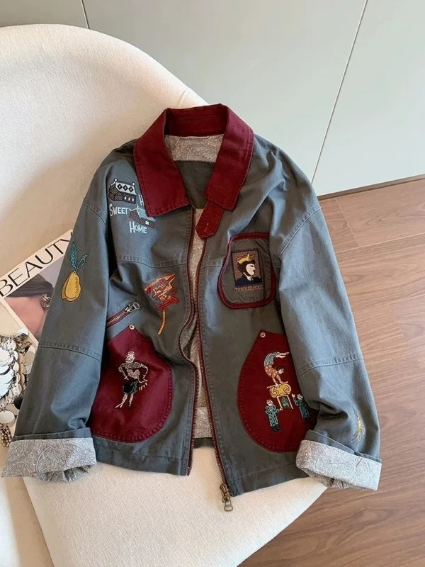 plus Size 300 Pounds American Style Embroidered Collar Jacket Unisex Spring Autumn New High Level Retro Color Block Coat
plus Size 300 Pounds American Style Embroidered Collar Jacket Unisex Spring Autumn New High Level Retro Color Block Coat