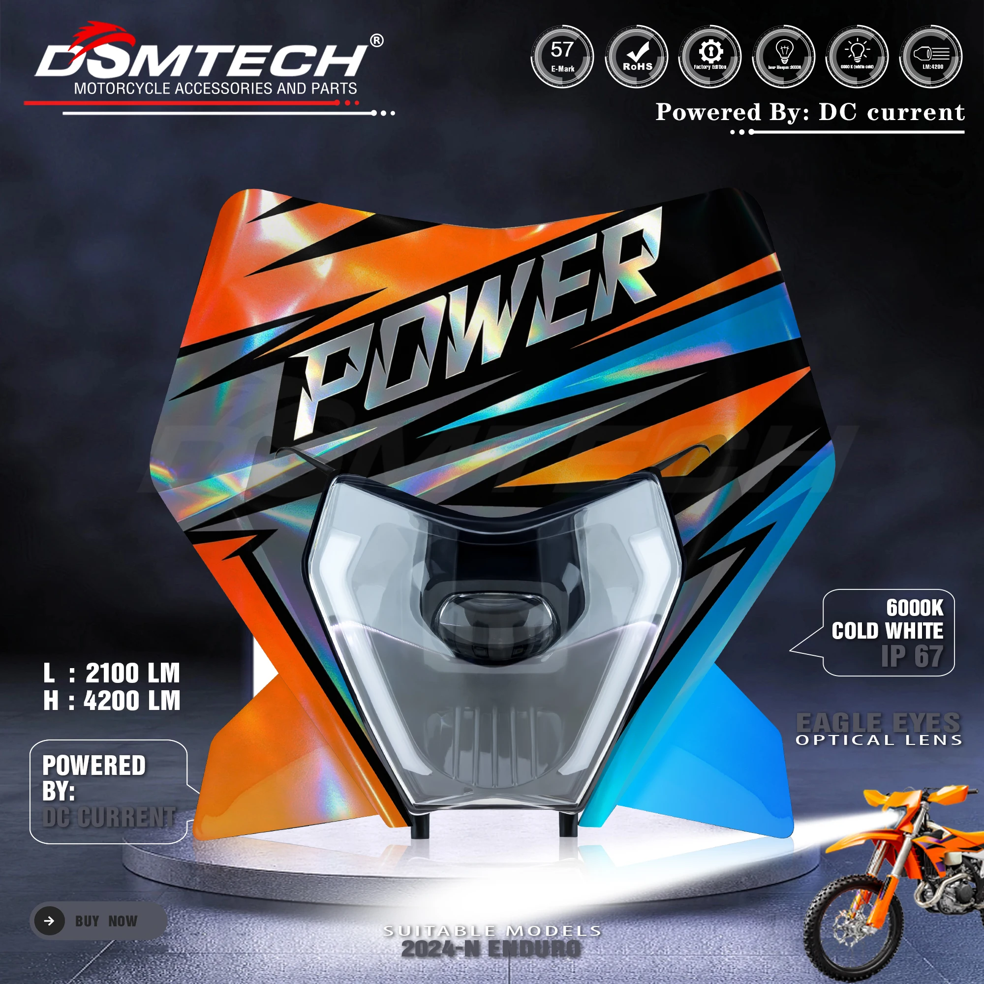 DSMTECH Motorcycle Headlight Headlamp 1 LED For KTM SXF EXC XCF 2024-N Enduro Universal Dirt Bike Holographic Material Stickers
DSMTECH Motorcycle Headlight Headlamp 1 LED For KTM SXF EXC XCF 2024-N Enduro Universal Dirt Bike Holographic Material Stickers