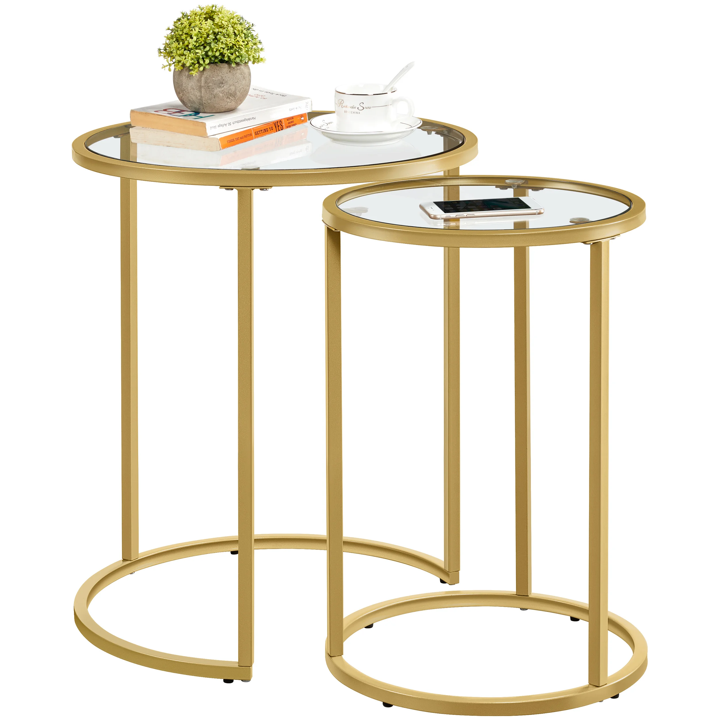 2pcs Round End Table, Metal Frame & Glass Top, Modern Nesting Side Tables for Living Room, Bedroom, Office, Furniture for Home
2pcs Round End Table, Metal Frame & Glass Top, Modern Nesting Side Tables for Living Room, Bedroom, Office, Furniture for Home
