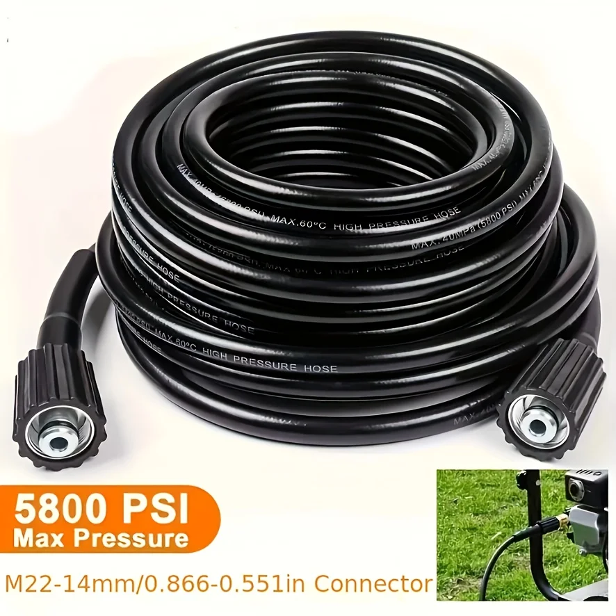 5800PSI High Pressure Washer Hose - M22-14mm Connection, Durable PVC, Ideal for Efficient Cleaning, Sizes 314.96inch, 590.55inch Available
5800PSI High Pressure Washer Hose - M22-14mm Connection, Durable PVC, Ideal for Efficient Cleaning, Sizes 314.96inch, 590.55inch Available