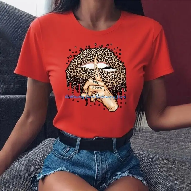573B Leopard Lips Finger Print Women's T-Shirt Short Sleeve Fashion Top Loose Fit
573B Leopard Lips Finger Print Women's T-Shirt Short Sleeve Fashion Top Loose Fit