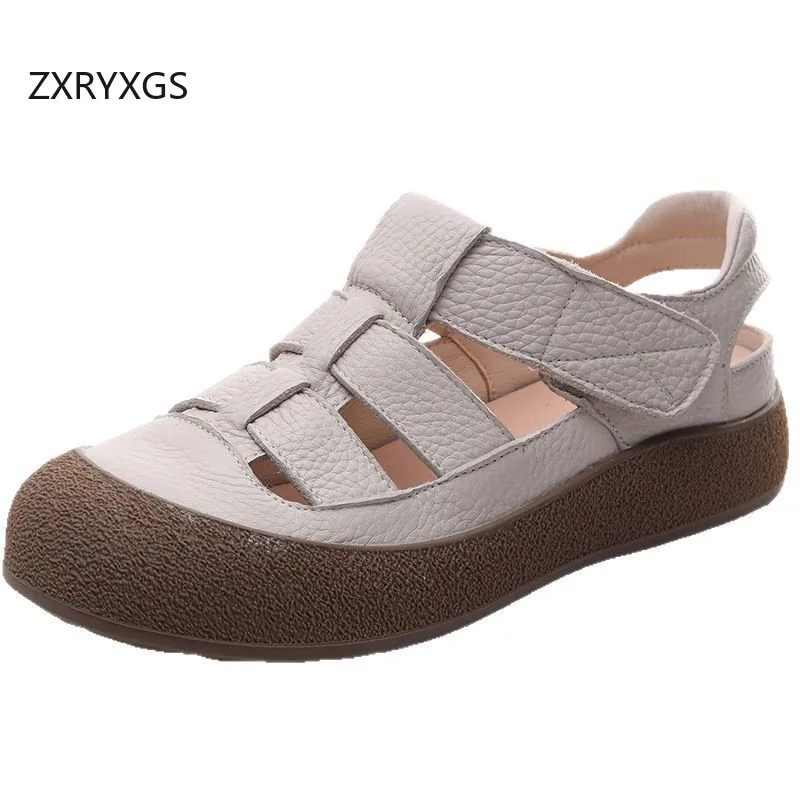 ZXRYXGS 2025 New Round Toe Top Layer Cowhide Woven Real Leather Sandals Summer Sneakers Flat Thick Sole Women Trendy Sandals
ZXRYXGS 2025 New Round Toe Top Layer Cowhide Woven Real Leather Sandals Summer Sneakers Flat Thick Sole Women Trendy Sandals
