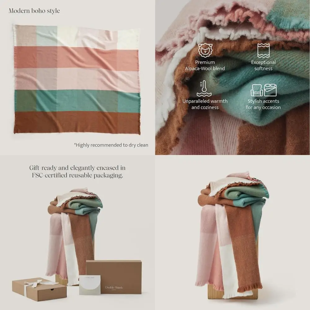 Cozy Alpaca Wool Throw - Plush, Fall Plaid for Cozy Couch, Decorative Fleece, Perfect Mother's Day Gift, 50x60, Harvest Multi
Cozy Alpaca Wool Throw - Plush, Fall Plaid for Cozy Couch, Decorative Fleece, Perfect Mother's Day Gift, 50x60, Harvest Multi