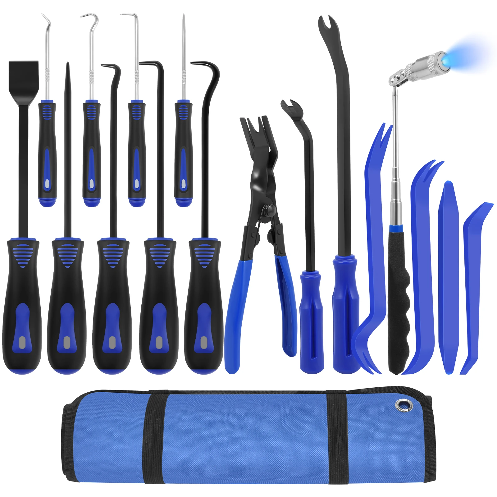 17Pcs Hook and Pick Set Auto Trim Removal Tool Kit Clip Plier Remover Gasket Scraper Telescoping Magnetic Pickup Tool for Car
17Pcs Hook and Pick Set Auto Trim Removal Tool Kit Clip Plier Remover Gasket Scraper Telescoping Magnetic Pickup Tool for Car