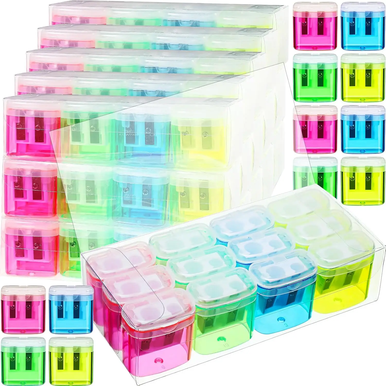 216 Pcs Dual Holes Pencil Sharpeners Bulk Handheld Colorful Portable Compact with Lid for Home Office
216 Pcs Dual Holes Pencil Sharpeners Bulk Handheld Colorful Portable Compact with Lid for Home Office