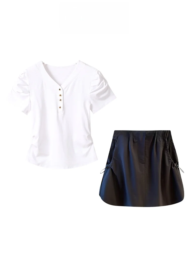 Cool Large Size Fat MM Set ort Sve Workwear T-irt And Retro Skirt Faionable oulder Line Ensemble for Summer
Cool Large Size Fat MM Set ort Sve Workwear T-irt And Retro Skirt Faionable oulder Line Ensemble for Summer