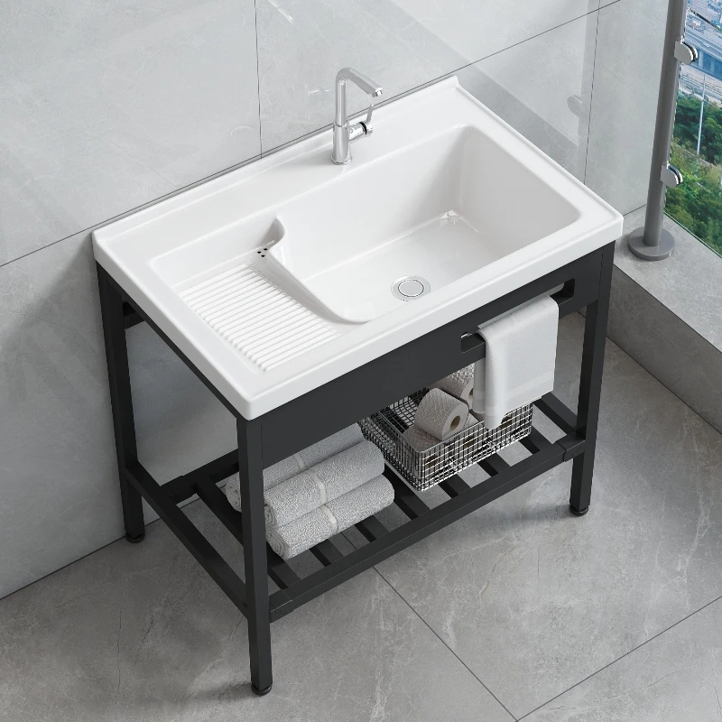 Non-punching floor-to-ceiling stainless steel bracket laundry basin with washboard to deepen balcony ceramic hand washing basin
Non-punching floor-to-ceiling stainless steel bracket laundry basin with washboard to deepen balcony ceramic hand washing basin