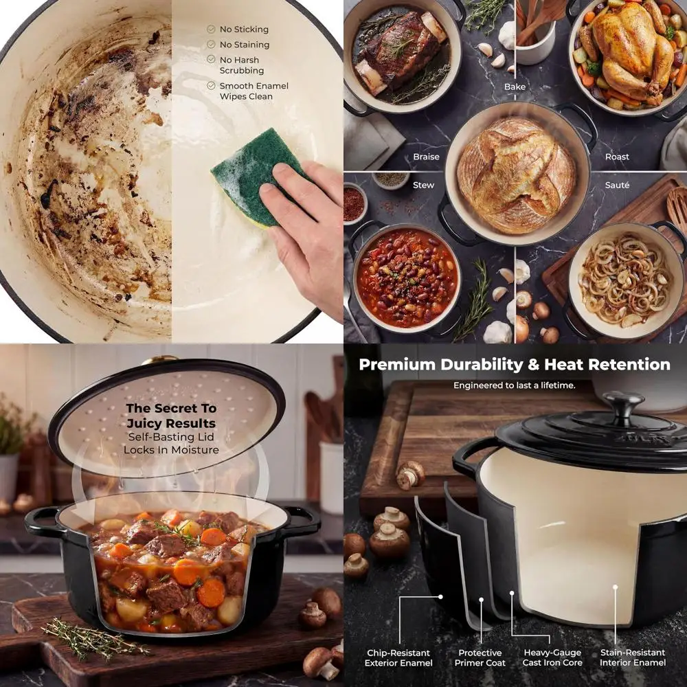 Чугунная эмалированная жаровня (голландская печь) на 6 кварт с крышкой — высокая прочность, выдерживает температуру до 500°C ° F, Идеально подходит для выпечки хлеба, тушения, приготовления рагу и других блюд.
Чугунная эмалированная жаровня (голландская печь) на 6 кварт с крышкой — высокая прочность, выдерживает температуру до 500°C ° F, Идеально подходит для выпечки хлеба, тушения, приготовления рагу и других блюд.