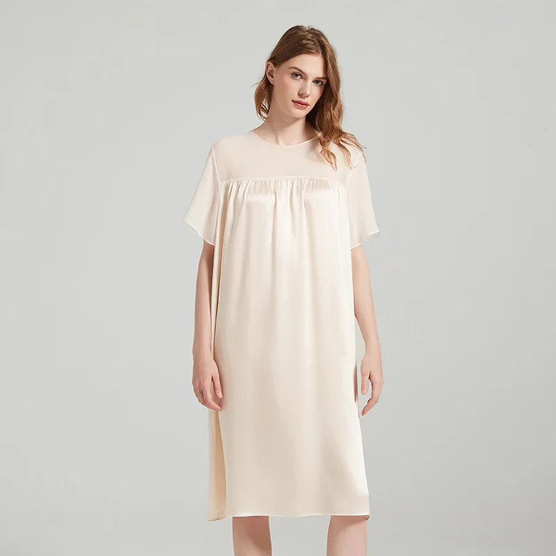 Plus Size 100% Mulberry Silk Pajamas Nightgowns Round Neck Silk Nightdress Babydoll Dress Short-sleeved Elegant Ladies Home Wear
Plus Size 100% Mulberry Silk Pajamas Nightgowns Round Neck Silk Nightdress Babydoll Dress Short-sleeved Elegant Ladies Home Wear