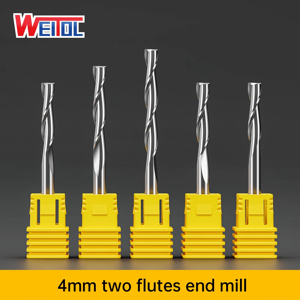 WeiTol 1pcs 4mm shank two flutes spiral bit wood milling cutter MDF cutting tools CNC machine tool
WeiTol 1pcs 4mm shank two flutes spiral bit wood milling cutter MDF cutting tools CNC machine tool