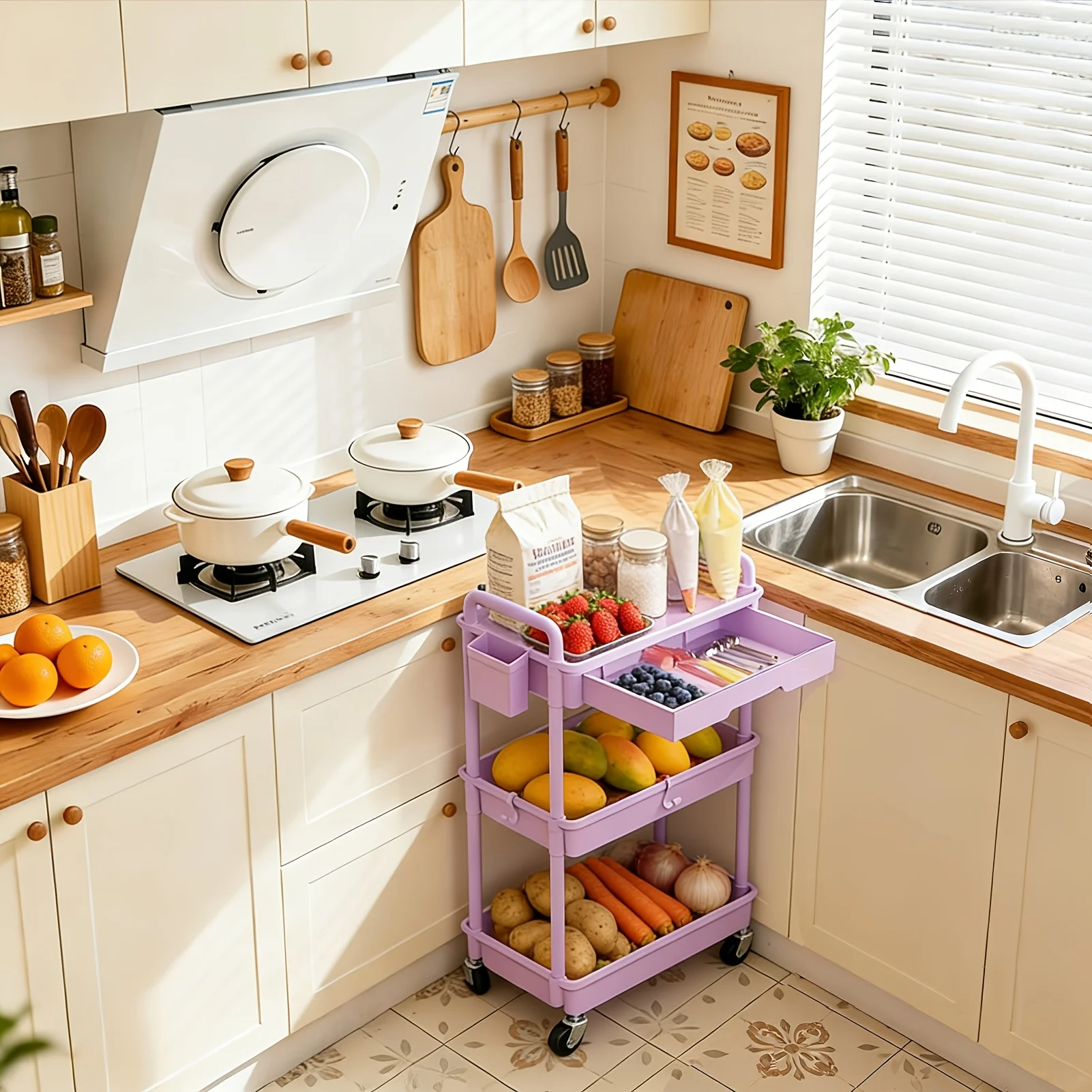 Multifunctional 3/4 Tier Rolling Cart with Drawer - Durable Plastic Storage And Organization Cart with Lockable Wheels, Cup Holders And Hooks - Easy Assembly for Kitchen, Bathroom, Living Room - Space-Saving Storage Solution
Multifunctional 3/4 Tier Rolling Cart with Drawer - Durable Plastic Storage And Organization Cart with Lockable Wheels, Cup Holders And Hooks - Easy Assembly for Kitchen, Bathroom, Living Room - Space-Saving Storage Solution