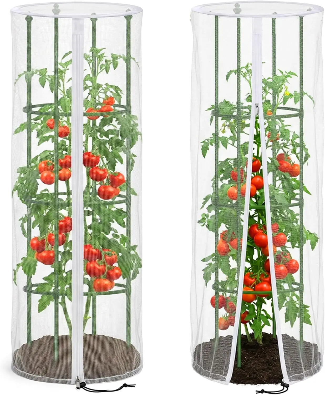 2 Pack 59"x18" Garden Bird Netting for Round Tomato Cages, Insect Barrier Mesh with Zipper for Vertical Plants
2 Pack 59"x18" Garden Bird Netting for Round Tomato Cages, Insect Barrier Mesh with Zipper for Vertical Plants