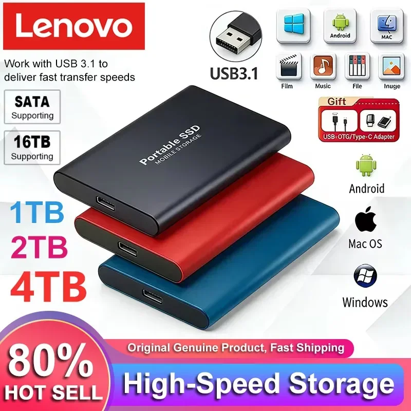 Внешний твердотельный накопитель Lenovo USB3.1 SSD 128GB 256GB 1TB 2TB для ноутбуков, ПК, Mac и мобильных устройств
Внешний твердотельный накопитель Lenovo USB3.1 SSD 128GB 256GB 1TB 2TB для ноутбуков, ПК, Mac и мобильных устройств