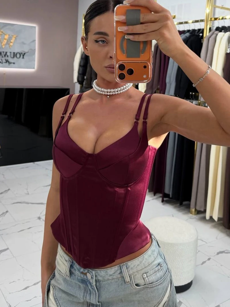 Sexy Women Strapless Corset Top New Fishbone Bandage Tank Top 2026 Evening Party Vest Fashion Satin Backless Bustier Crop Top
Sexy Women Strapless Corset Top New Fishbone Bandage Tank Top 2026 Evening Party Vest Fashion Satin Backless Bustier Crop Top