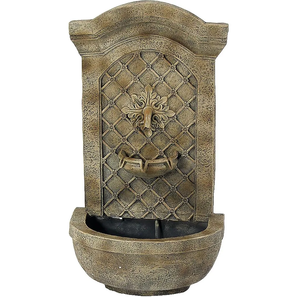Rosette Leaf 31-Inch Polystone Outdoor Wall Water Fountain - Electric Submersible Pump - Florentine Stone Finish
Rosette Leaf 31-Inch Polystone Outdoor Wall Water Fountain - Electric Submersible Pump - Florentine Stone Finish