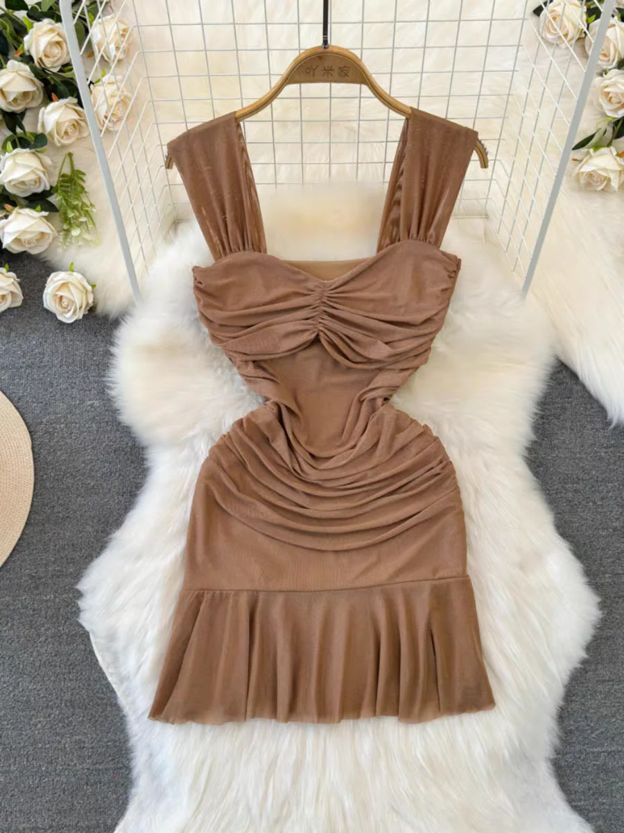 Mini Dress Women Vintage Slim Sleeveless Hip Package Female Ruffles Mesh Dresses 2024 Fashion Summer Street Lady Short Vestidos
Mini Dress Women Vintage Slim Sleeveless Hip Package Female Ruffles Mesh Dresses 2024 Fashion Summer Street Lady Short Vestidos