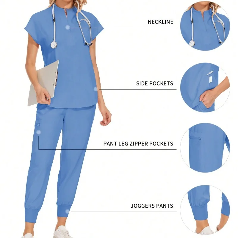 Uniform Elastic Scrub Set Hospital Scrubs Tops Pants Nurse Nursing Workwear Doctors Clothes Accessories
Uniform Elastic Scrub Set Hospital Scrubs Tops Pants Nurse Nursing Workwear Doctors Clothes Accessories