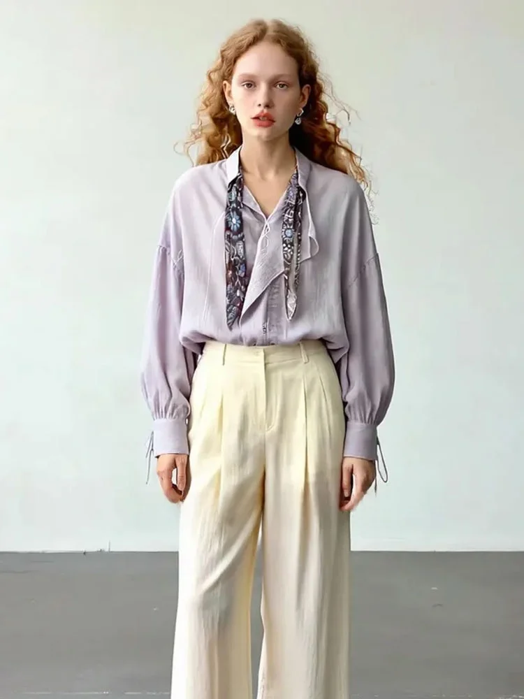 Romantic Purple Asymmetrical Bow-Tie irt Commute Detachable Scarf irt Loose Fit Long Sve Women's Casual irt
Romantic Purple Asymmetrical Bow-Tie irt Commute Detachable Scarf irt Loose Fit Long Sve Women's Casual irt