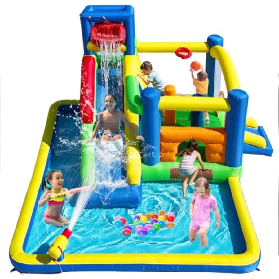 Inflatable Water Bounce House for : PVC Blue Yellow Includes Long Slide Climbing Wall Basketball Hoop Craw-Through Hole Tunnel
Inflatable Water Bounce House for : PVC Blue Yellow Includes Long Slide Climbing Wall Basketball Hoop Craw-Through Hole Tunnel