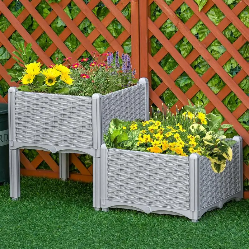 Outsunny 2-Piece Raised Garden Bed with Legs, Self-Watering Planter Box Raised Bed to Grow Flowers, Herbs & Vegetables, Gray
Outsunny 2-Piece Raised Garden Bed with Legs, Self-Watering Planter Box Raised Bed to Grow Flowers, Herbs & Vegetables, Gray