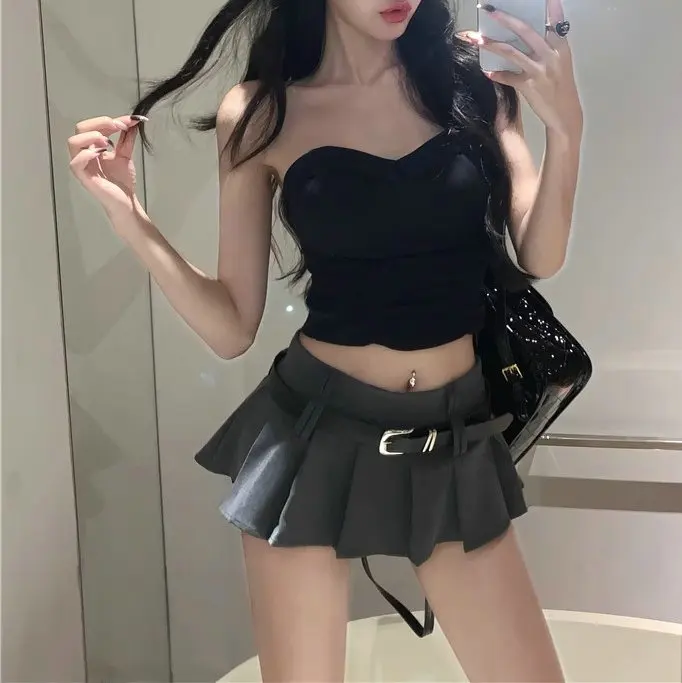 2025 Summer New Black Pleated Mini Skirt with Belt - High-Waisted Fashionable Women's Short Skirt Versatile A-lineirt
2025 Summer New Black Pleated Mini Skirt with Belt - High-Waisted Fashionable Women's Short Skirt Versatile A-lineirt