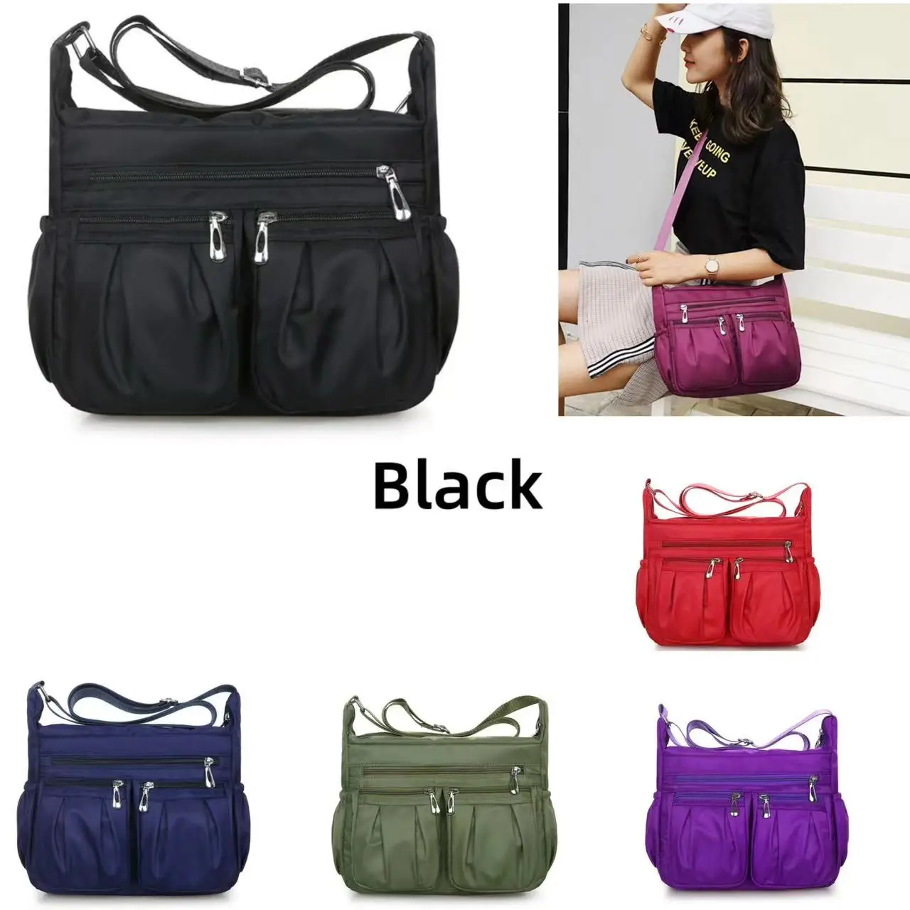 Large Capacity Waterproof Nylon Shoulder Bag Multi-Pocket Crossbody Bag Female Bag Shopping Travel Lady Handbag Leisure Purse
Large Capacity Waterproof Nylon Shoulder Bag Multi-Pocket Crossbody Bag Female Bag Shopping Travel Lady Handbag Leisure Purse