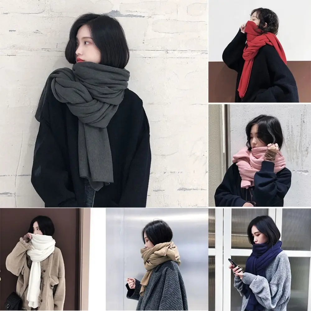 Fashion Solid Color Winter Knitted Scarf Windproof Thick Warm Long Scarves Soft Female Hijab Scarves Women Wrap Shawls
Fashion Solid Color Winter Knitted Scarf Windproof Thick Warm Long Scarves Soft Female Hijab Scarves Women Wrap Shawls