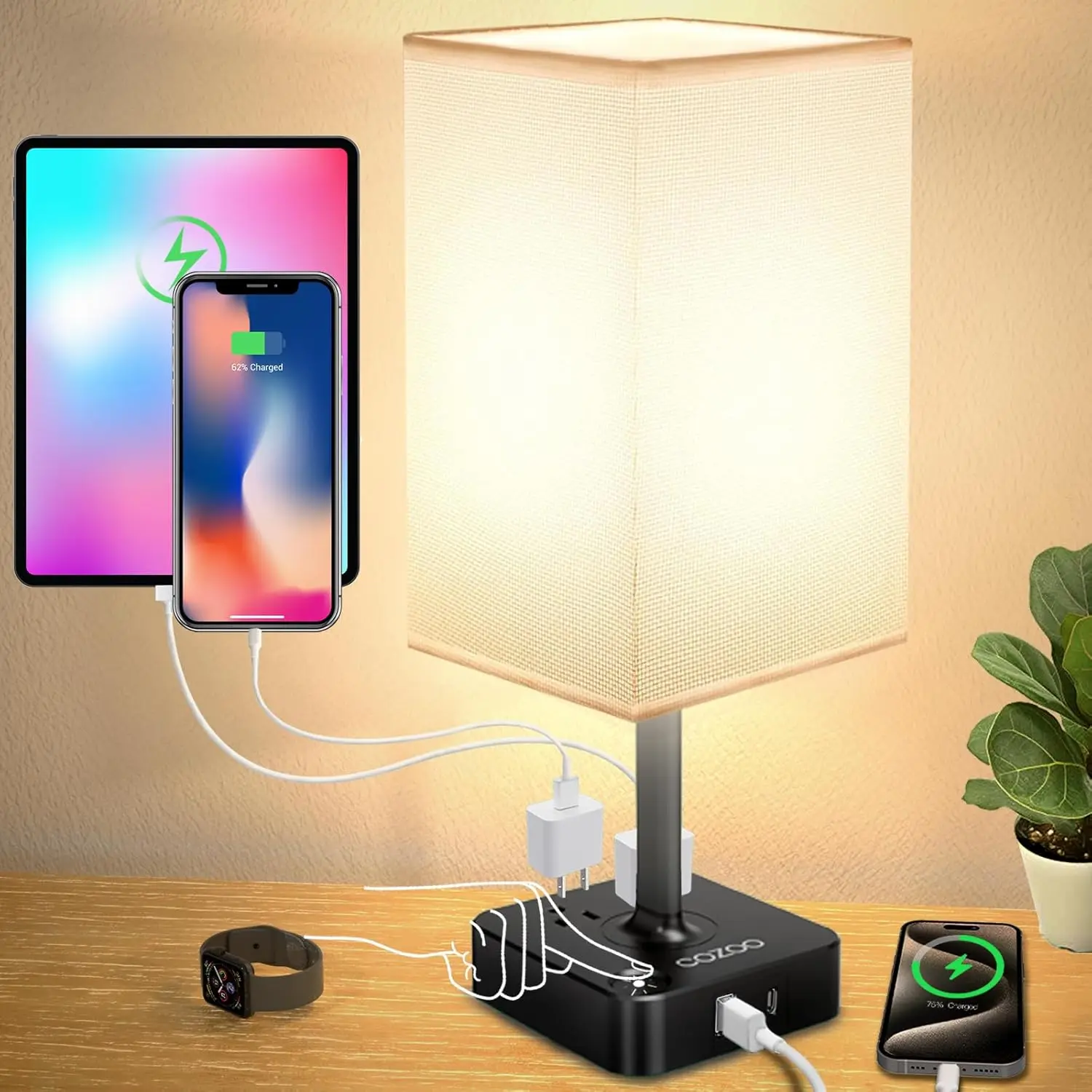 Touch Table Lamp with 3 Brightness Levels, USB Charging Ports & AC Outlets, Nightstand Lamp for Bedroom
Touch Table Lamp with 3 Brightness Levels, USB Charging Ports & AC Outlets, Nightstand Lamp for Bedroom