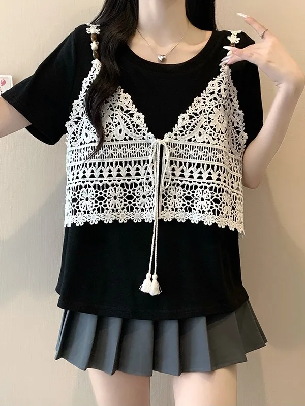 plus Size Women's Elegant Tank Top Loose Short Sleeve T-Shirt Layering Piece Summer New Style Korean Version High Waist
plus Size Women's Elegant Tank Top Loose Short Sleeve T-Shirt Layering Piece Summer New Style Korean Version High Waist