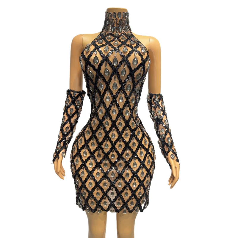 Luxury Evening Party Prom Rhinestones Short Dress Sexy Backless Transparent Gown Singer Stage Performance Costume Gold Black
Luxury Evening Party Prom Rhinestones Short Dress Sexy Backless Transparent Gown Singer Stage Performance Costume Gold Black