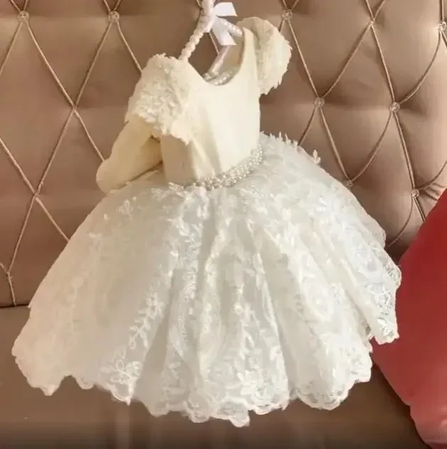 Customized Wedding Lace Infant Toddler First Birthday Dress with Bow Kids Clothes Pearls Applique Flower Girl Dress
Customized Wedding Lace Infant Toddler First Birthday Dress with Bow Kids Clothes Pearls Applique Flower Girl Dress