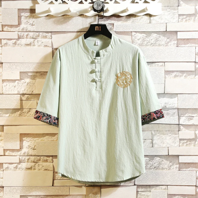 Chinese Sle Cotton Linen ort Sve irt Casual Top Button Men's T-irt Youth ular Loose Fit Summer Thin Fabric
Chinese Sle Cotton Linen ort Sve irt Casual Top Button Men's T-irt Youth ular Loose Fit Summer Thin Fabric