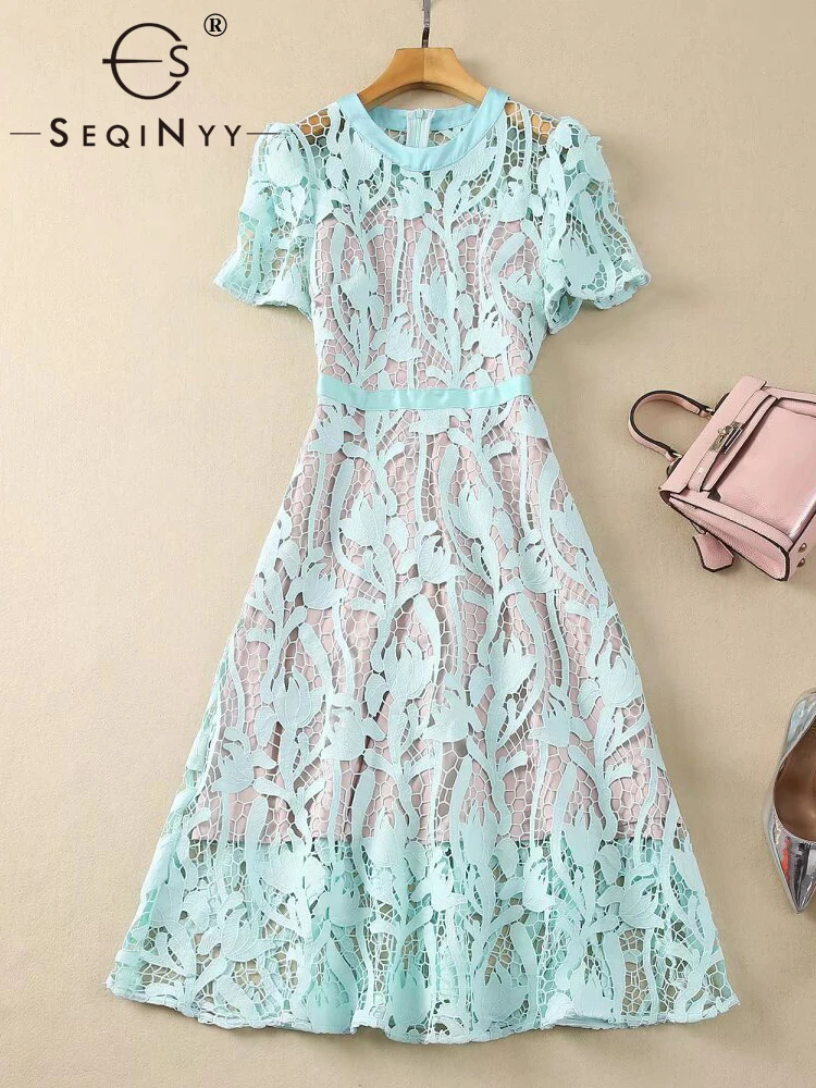 SEQINYY Elegant Knee Dress Summer Spring New Fashion Design Women Runway Short Sleeve Hollow Out Vintage Flower Lace A-Line
SEQINYY Elegant Knee Dress Summer Spring New Fashion Design Women Runway Short Sleeve Hollow Out Vintage Flower Lace A-Line