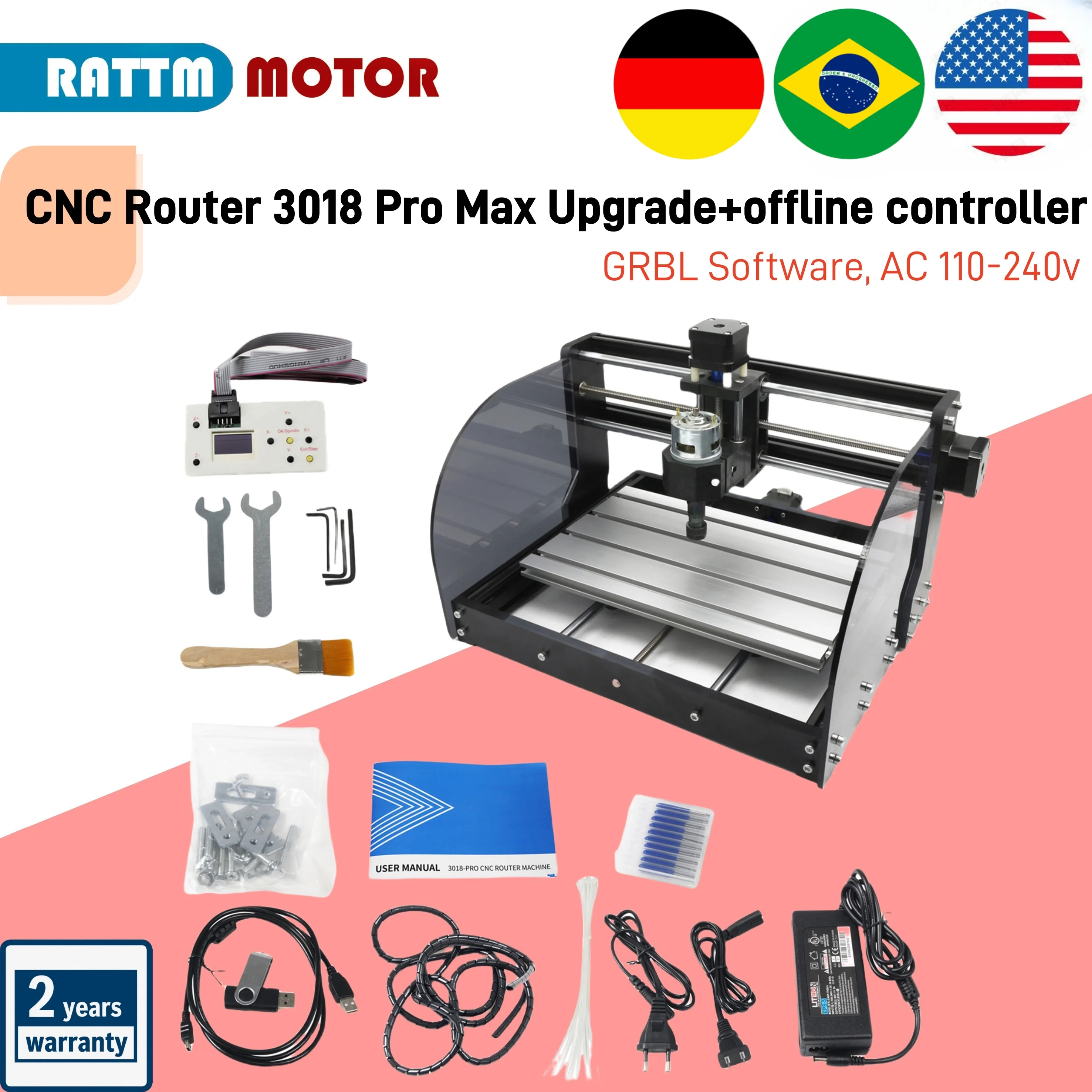 【EU/US/BR Stock】CNC Router 3018 Pro Max Upgrade Mini Milling Machine GRBL 1.1 ER11 3 Axis controller offline for wood engraving
【EU/US/BR Stock】CNC Router 3018 Pro Max Upgrade Mini Milling Machine GRBL 1.1 ER11 3 Axis controller offline for wood engraving