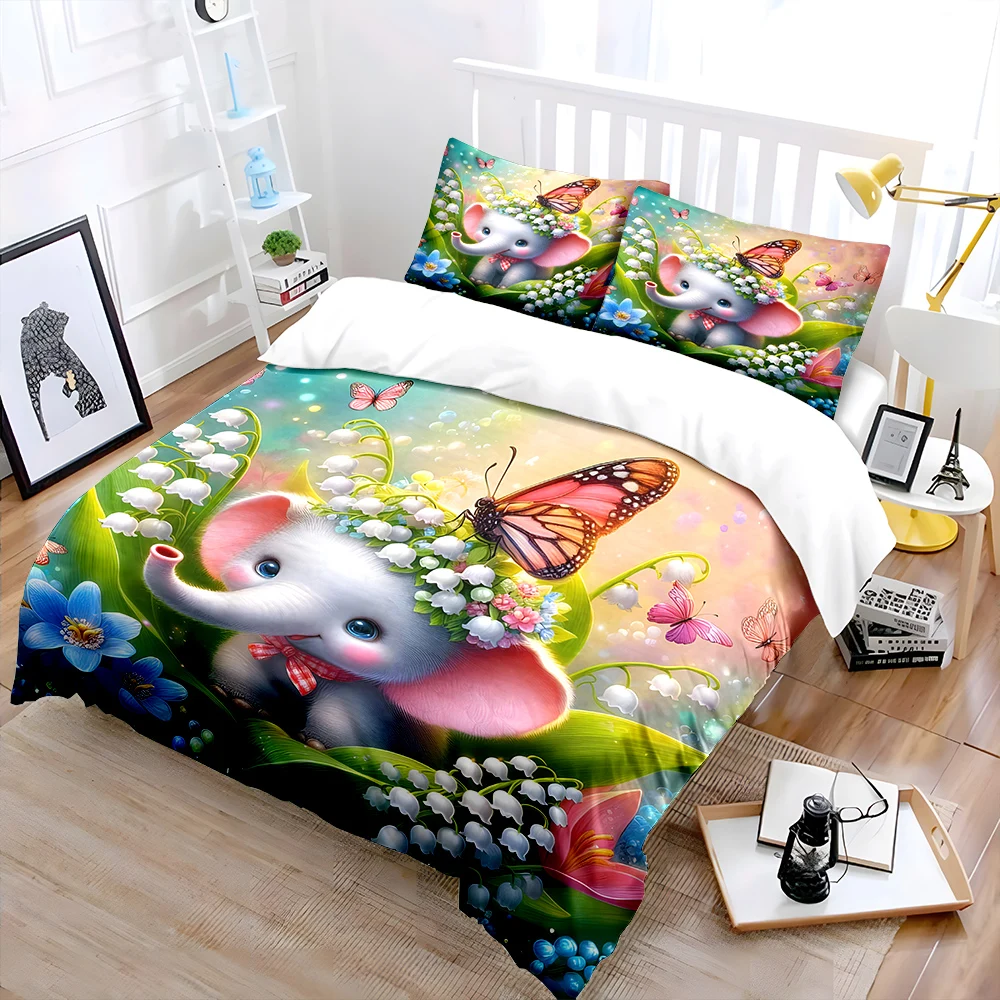 Cute elephant with butterfly wreath Print Bedding Set 1 Duvet Cover 2 Pillowcases for Adult and Children Luxury Gift Full Size
Cute elephant with butterfly wreath Print Bedding Set 1 Duvet Cover 2 Pillowcases for Adult and Children Luxury Gift Full Size
