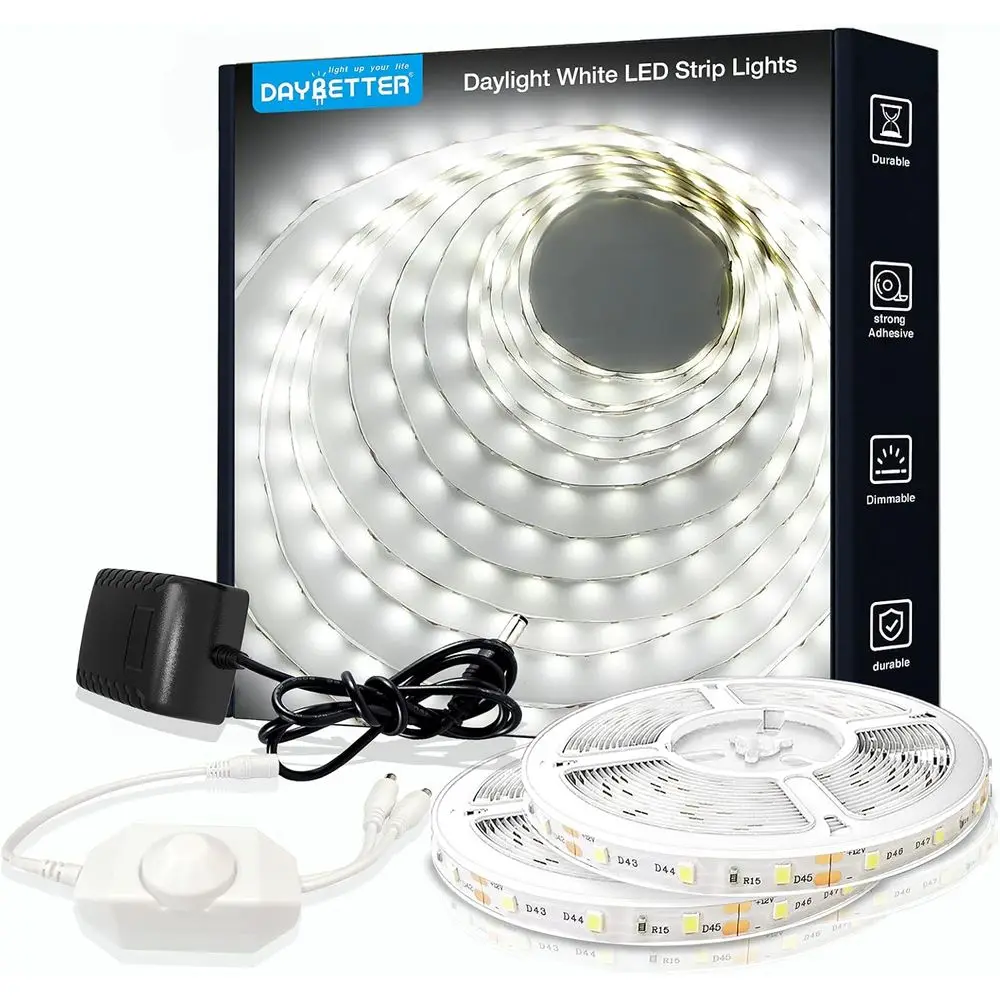 40ft Dimmable 720 LED 6500K 24V Strip Lights for Home Decor, Kitchen, Bedroom, Mirror
40ft Dimmable 720 LED 6500K 24V Strip Lights for Home Decor, Kitchen, Bedroom, Mirror
