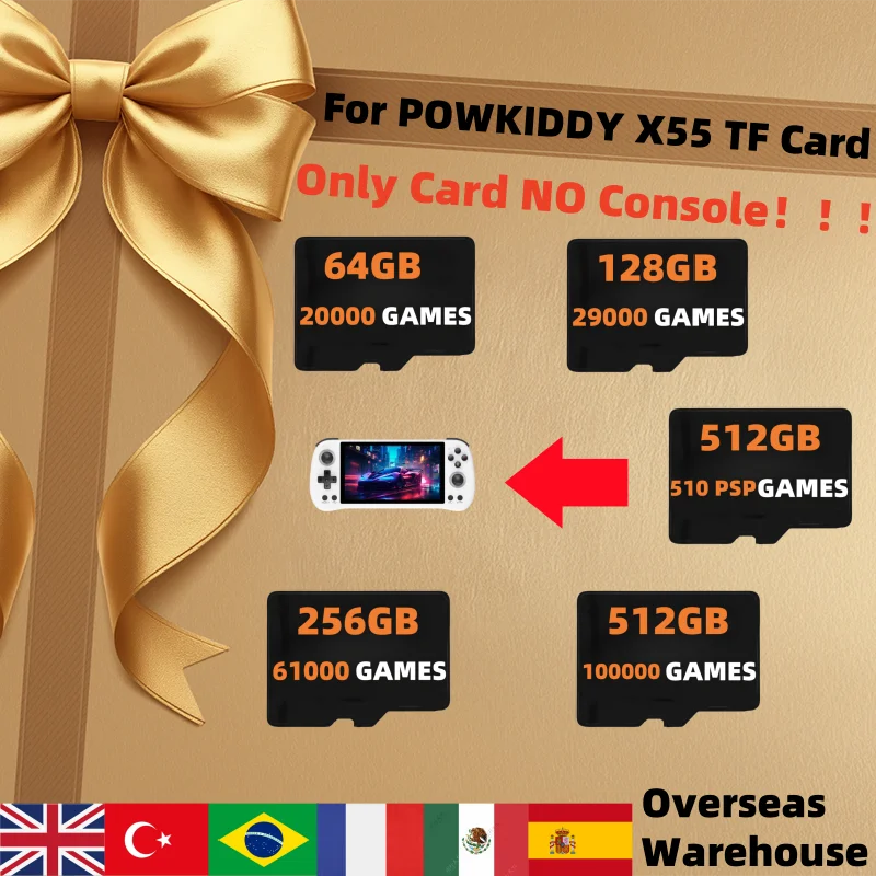 For POWKIDDY X55 Retro Handheld Game Console TF Card Preloaded Games Memory CardUniversal Built In 512G 92000 Games 510 PSP Bag
For POWKIDDY X55 Retro Handheld Game Console TF Card Preloaded Games Memory CardUniversal Built In 512G 92000 Games 510 PSP Bag