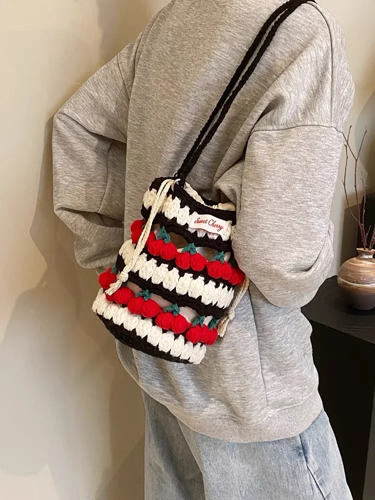 Handmade Woven Bag Female 2023 New Hollow Out Rope Bucket Wool Knitting Bag One Shoulder Cross-body Bag
Handmade Woven Bag Female 2023 New Hollow Out Rope Bucket Wool Knitting Bag One Shoulder Cross-body Bag