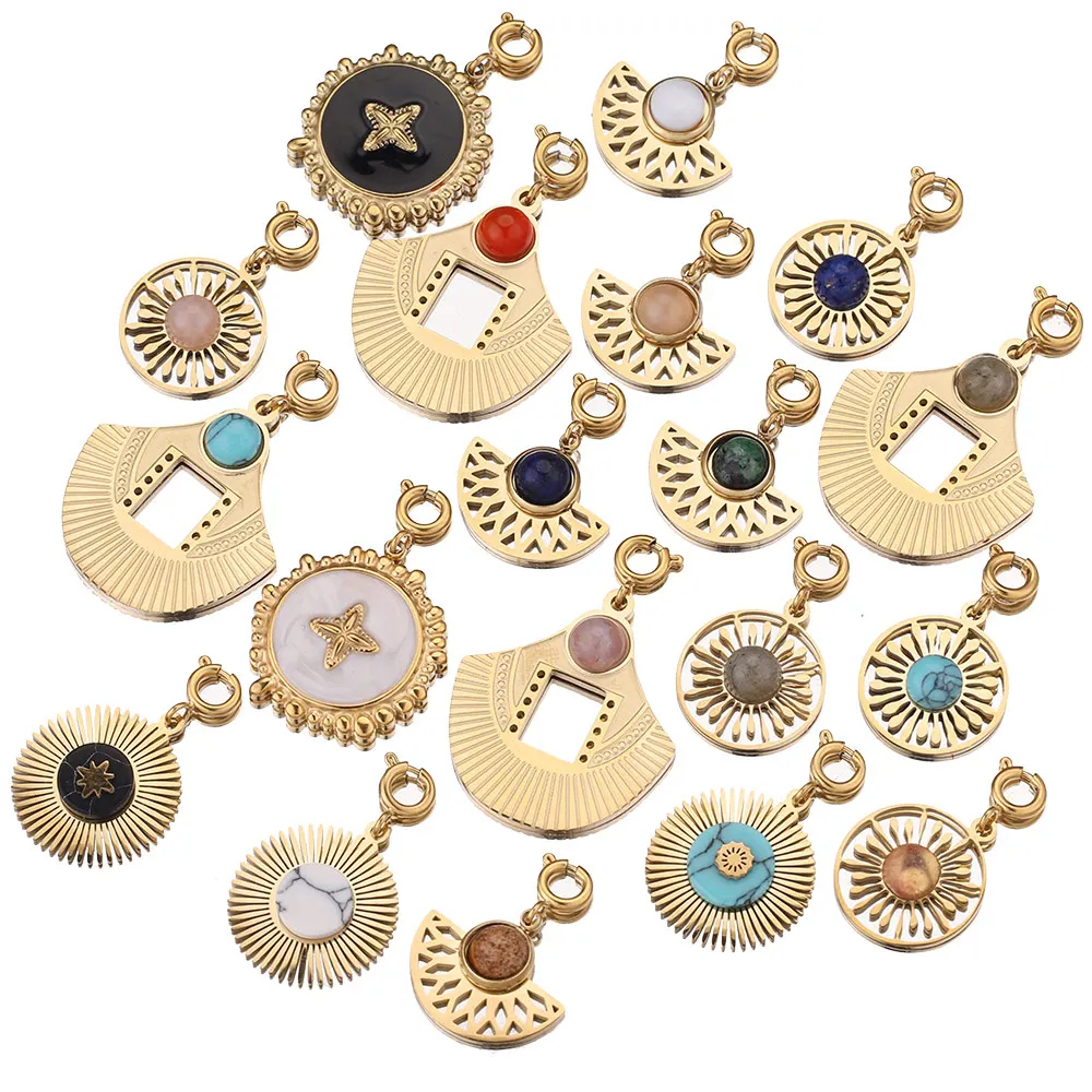 4pcs Stainless Steel Natural Stone Bohemia with Buckle Charms Pendants for DIY Jewelry Making Women Necklace Supplies wholesale
4pcs Stainless Steel Natural Stone Bohemia with Buckle Charms Pendants for DIY Jewelry Making Women Necklace Supplies wholesale
