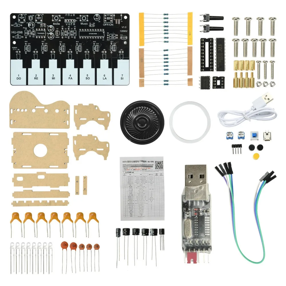 DIY Soldering Electronic Piano Kit Graphical Programmable MCU Circuit Board 5V USB Touch Sensitive Keyboard LED Light Audio Sync
DIY Soldering Electronic Piano Kit Graphical Programmable MCU Circuit Board 5V USB Touch Sensitive Keyboard LED Light Audio Sync
