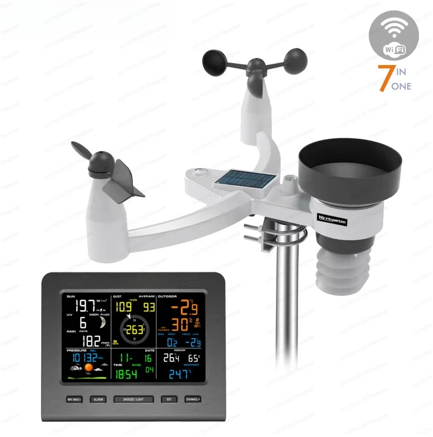 Weather Station Wind Speed Wind Direction UV Illumination Rainfall Temperature and Humidity Weather Forecast Electronic Clock
Weather Station Wind Speed Wind Direction UV Illumination Rainfall Temperature and Humidity Weather Forecast Electronic Clock